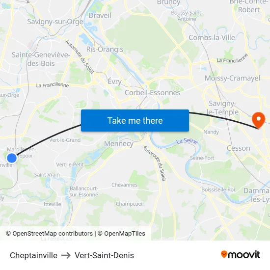 Cheptainville to Vert-Saint-Denis map