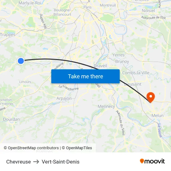 Chevreuse to Vert-Saint-Denis map