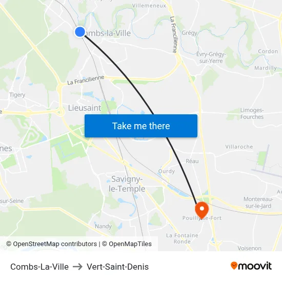Combs-La-Ville to Vert-Saint-Denis map