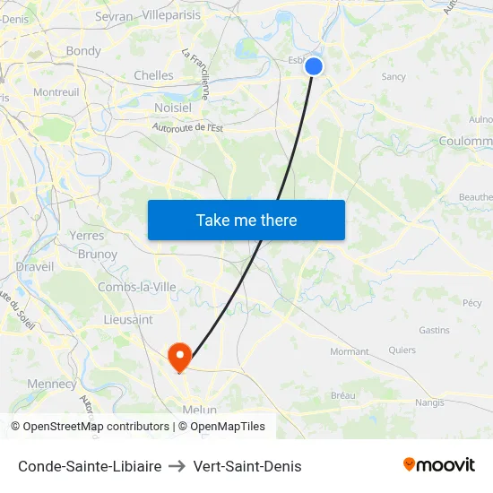 Conde-Sainte-Libiaire to Vert-Saint-Denis map