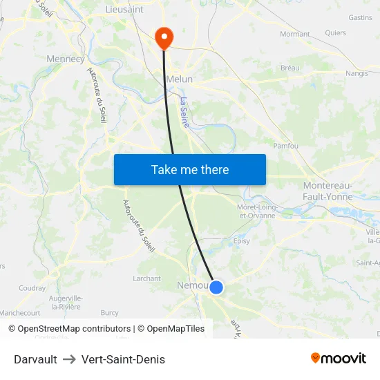 Darvault to Vert-Saint-Denis map