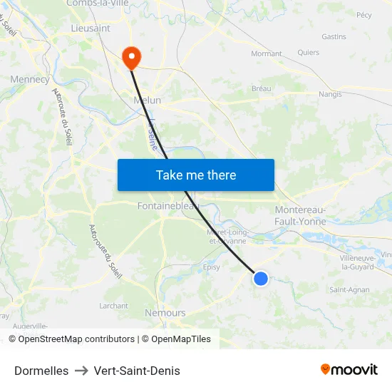 Dormelles to Vert-Saint-Denis map