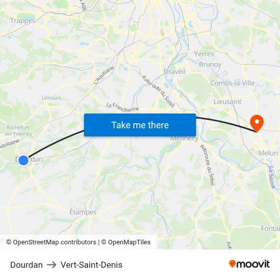 Dourdan to Vert-Saint-Denis map