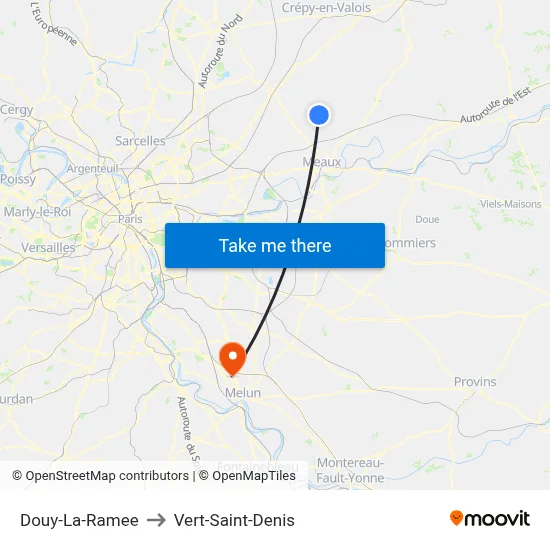 Douy-La-Ramee to Vert-Saint-Denis map