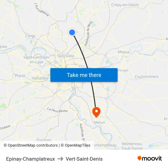 Epinay-Champlatreux to Vert-Saint-Denis map