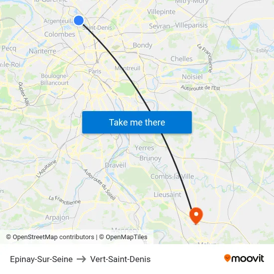 Epinay-Sur-Seine to Vert-Saint-Denis map