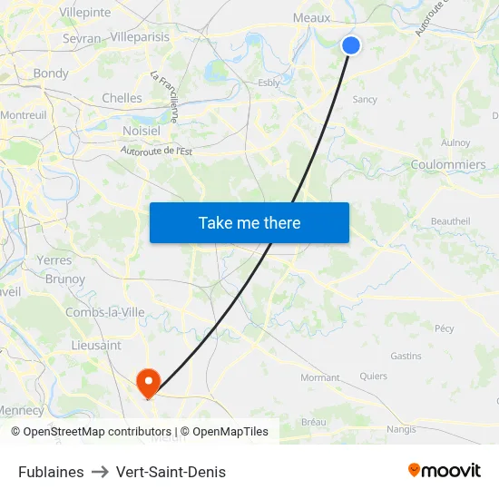 Fublaines to Vert-Saint-Denis map