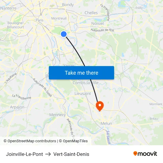Joinville-Le-Pont to Vert-Saint-Denis map