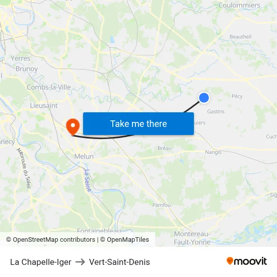 La Chapelle-Iger to Vert-Saint-Denis map