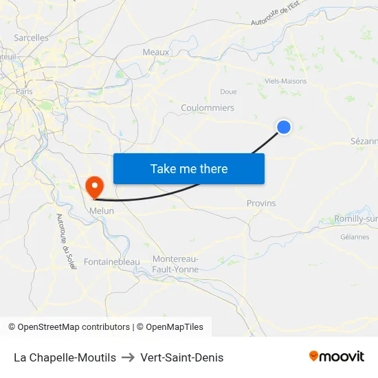 La Chapelle-Moutils to Vert-Saint-Denis map