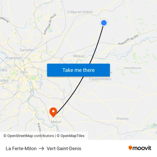 La Ferte-Milon to Vert-Saint-Denis map