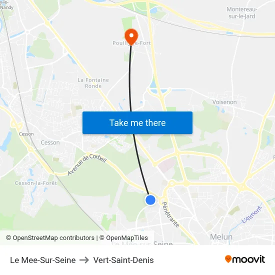 Le Mee-Sur-Seine to Vert-Saint-Denis map