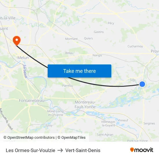 Les Ormes-Sur-Voulzie to Vert-Saint-Denis map