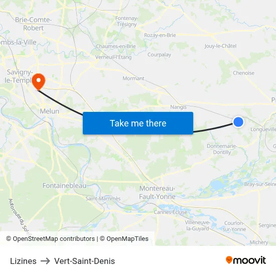 Lizines to Vert-Saint-Denis map