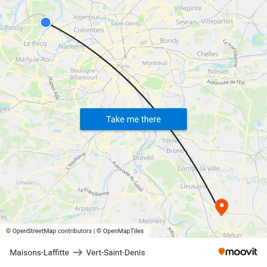 Maisons-Laffitte to Vert-Saint-Denis map