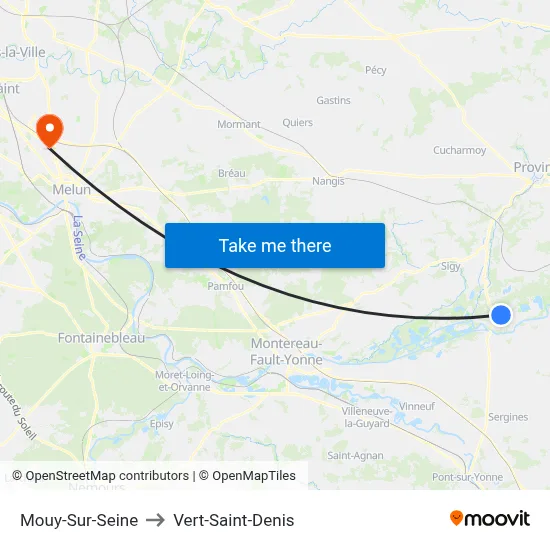 Mouy-Sur-Seine to Vert-Saint-Denis map