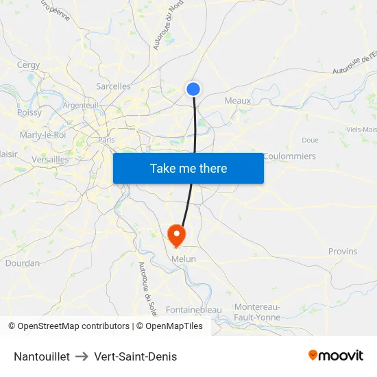 Nantouillet to Vert-Saint-Denis map