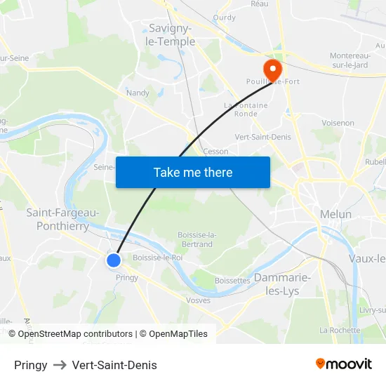 Pringy to Vert-Saint-Denis map