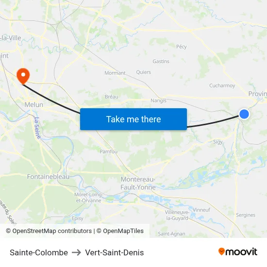 Sainte-Colombe to Vert-Saint-Denis map