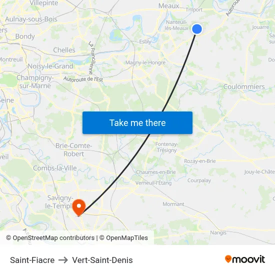 Saint-Fiacre to Vert-Saint-Denis map