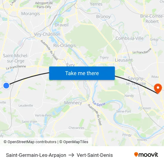 Saint-Germain-Les-Arpajon to Vert-Saint-Denis map