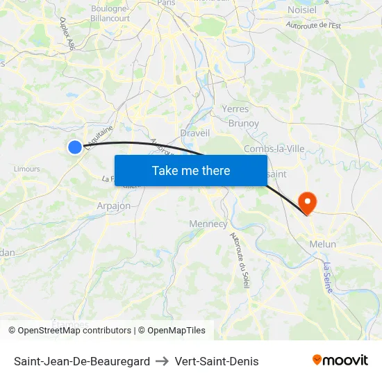 Saint-Jean-De-Beauregard to Vert-Saint-Denis map