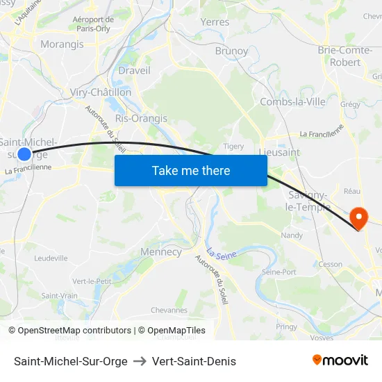 Saint-Michel-Sur-Orge to Vert-Saint-Denis map