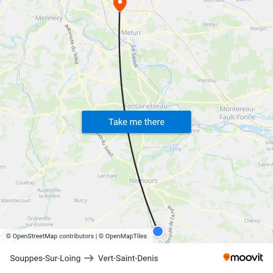 Souppes-Sur-Loing to Vert-Saint-Denis map