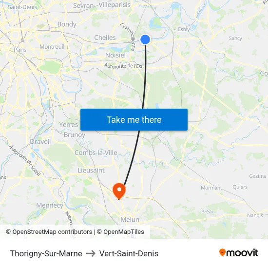 Thorigny-Sur-Marne to Vert-Saint-Denis map