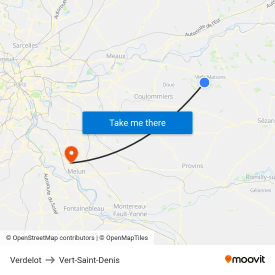 Verdelot to Vert-Saint-Denis map