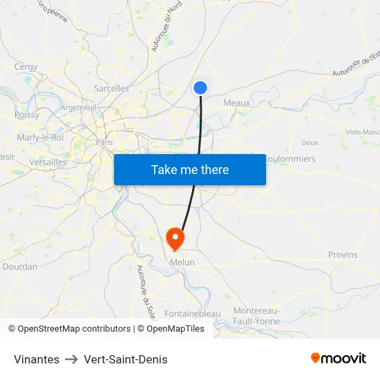 Vinantes to Vert-Saint-Denis map