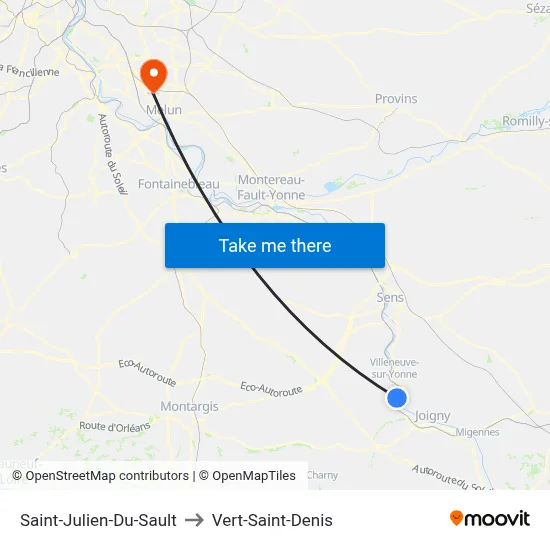 Saint-Julien-Du-Sault to Vert-Saint-Denis map