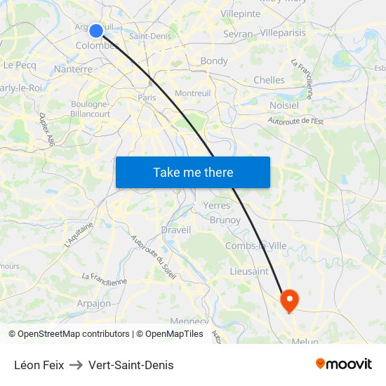 Léon Feix to Vert-Saint-Denis map