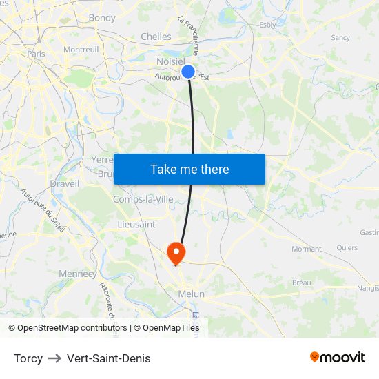 Torcy to Vert-Saint-Denis map