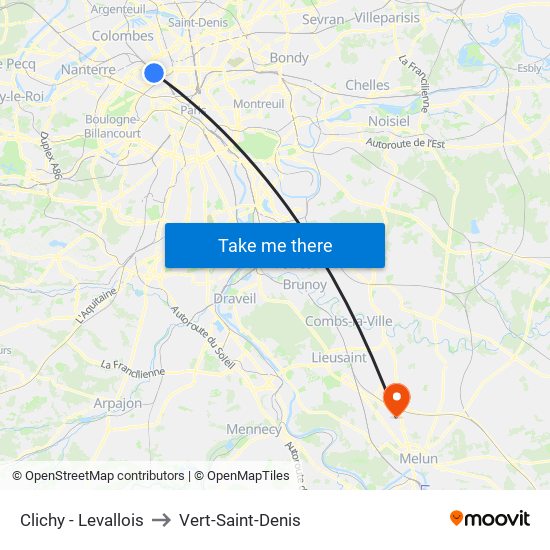 Clichy - Levallois to Vert-Saint-Denis map