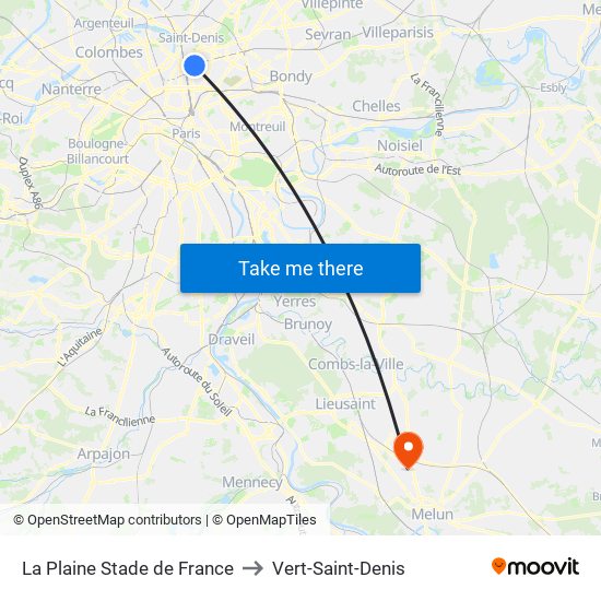 La Plaine Stade de France to Vert-Saint-Denis map