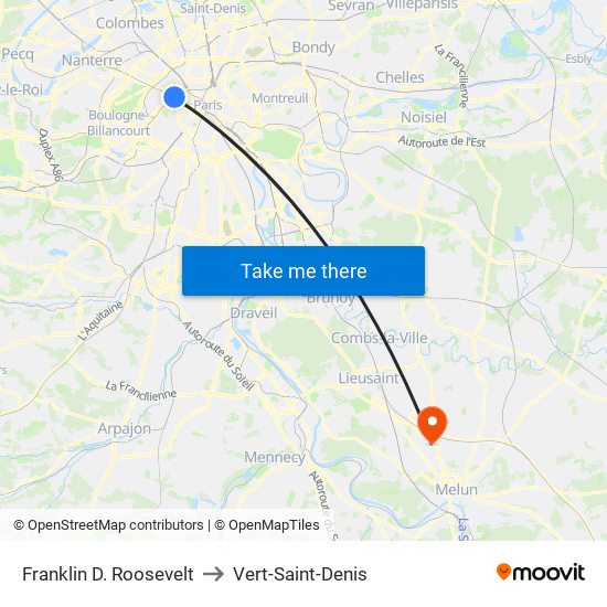 Franklin D. Roosevelt to Vert-Saint-Denis map
