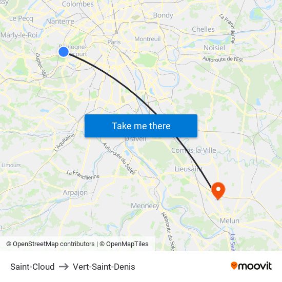 Saint-Cloud to Vert-Saint-Denis map