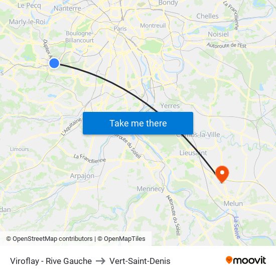 Viroflay - Rive Gauche to Vert-Saint-Denis map