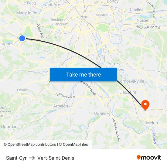 Saint-Cyr to Vert-Saint-Denis map