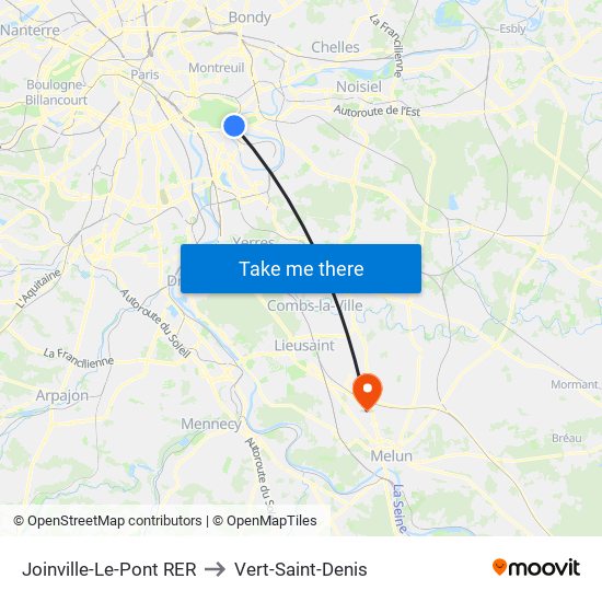 Joinville-Le-Pont RER to Vert-Saint-Denis map