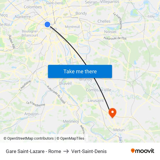 Gare Saint-Lazare - Rome to Vert-Saint-Denis map