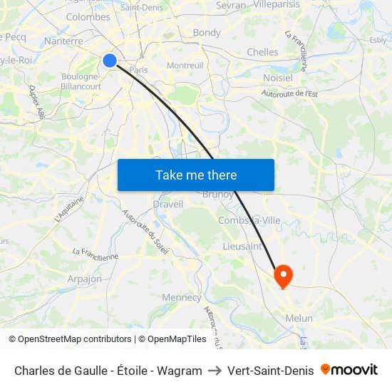 Charles de Gaulle - Étoile - Wagram to Vert-Saint-Denis map