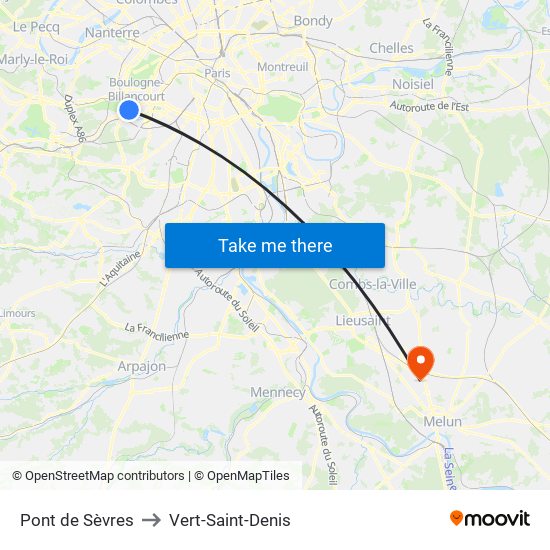 Pont de Sèvres to Vert-Saint-Denis map