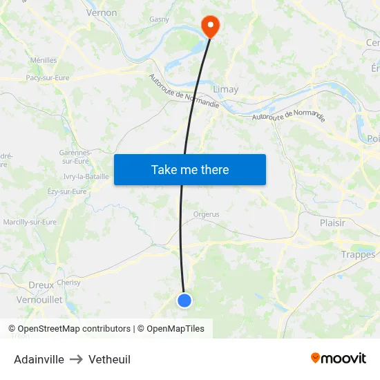 Adainville to Vetheuil map