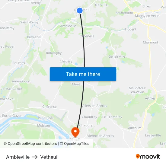 Ambleville to Vetheuil map