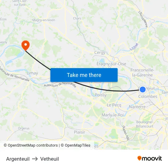 Argenteuil to Vetheuil map