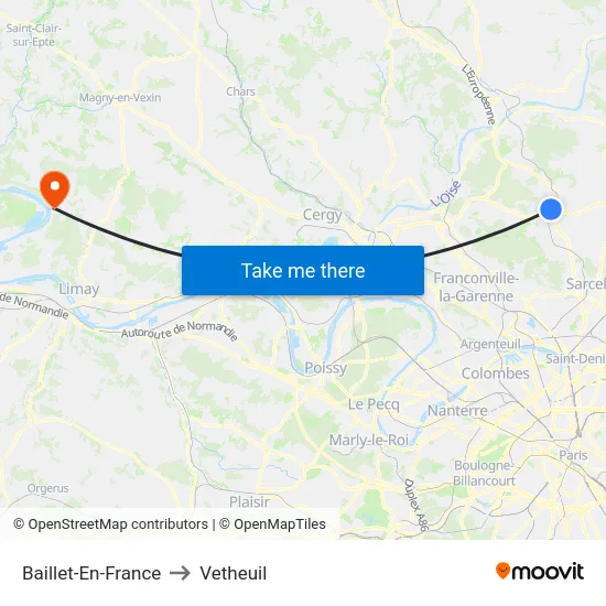Baillet-En-France to Vetheuil map