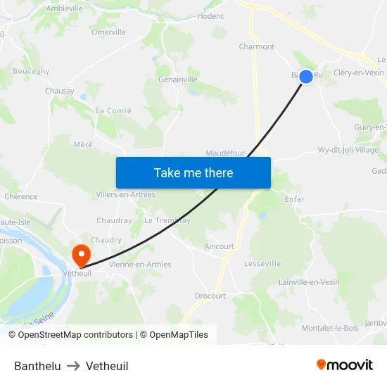 Banthelu to Vetheuil map