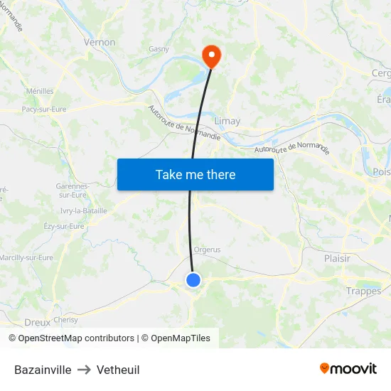 Bazainville to Vetheuil map
